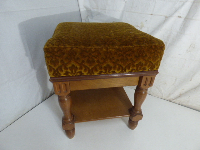 み752.昭和レトロ スツール 椅子 ドレッサー椅子 クラシック 木製フレーム スクエア拍卖