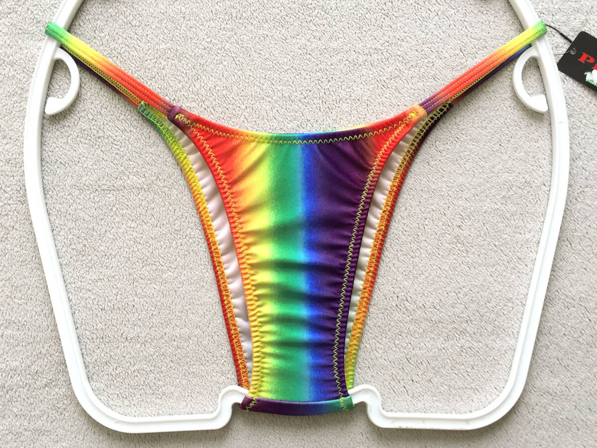 【ターキー/TURKEY★PLAY】すべすべ光沢ストレッチ★ハイレグ&レインボー★浅履きハーフバック/レインボー♪新品/日本製拍卖