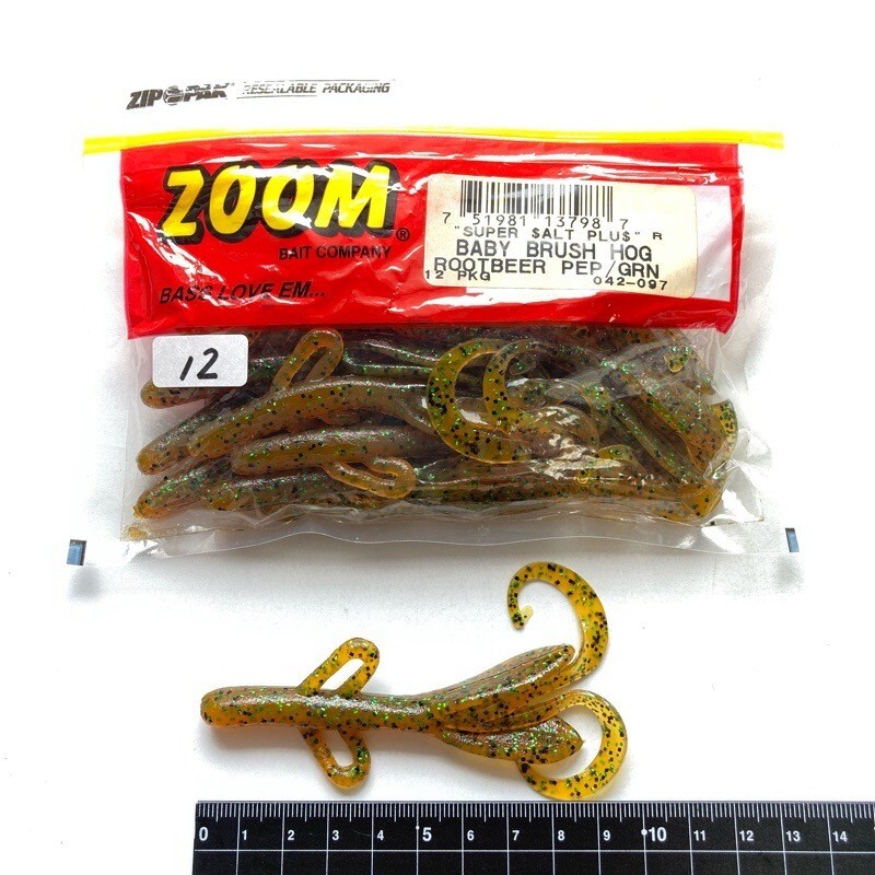 813239 新品 ZOOM/ZBC ベビーブラッシュホッグ 12本 旧マテ #ルートビアペッパーグリーン ZOOM BAIT COMPANY ベイビーブラッシュホグ拍卖