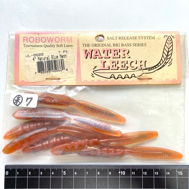 813707 新品 ロボワーム 4インチ ウォーターリーチ #ナチュラルブルーネオン ROBOWORM WATER LEECH オールド品拍卖