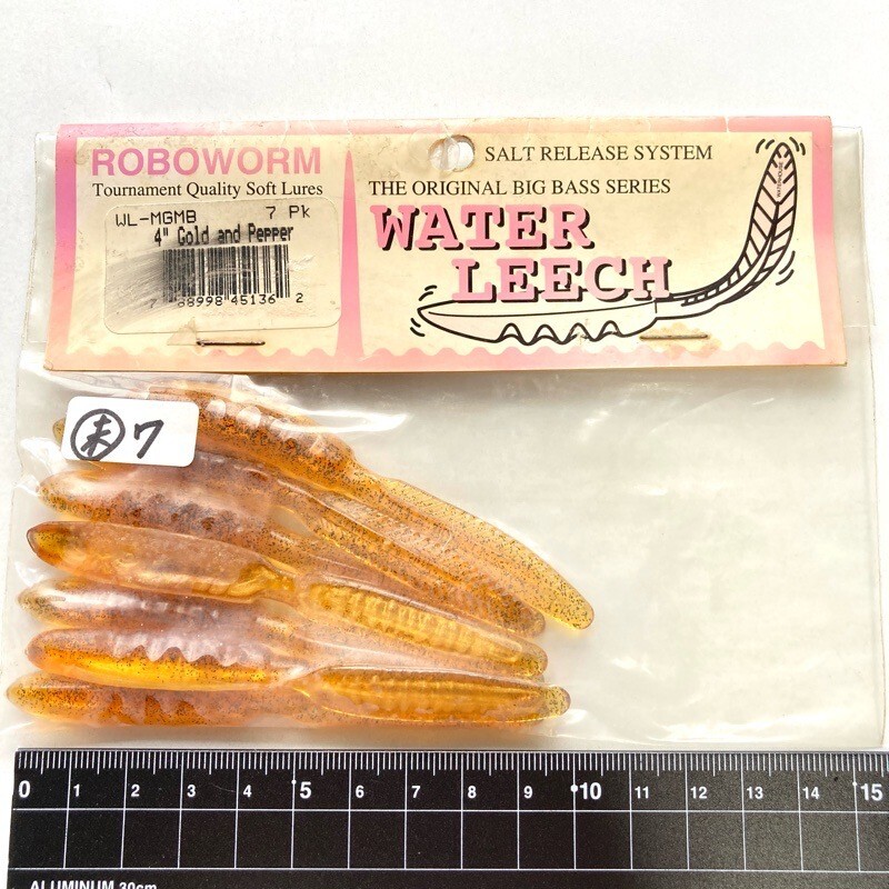813710 新品 ロボワーム 4インチ ウォーターリーチ #ゴールドアンドペッパー ROBOWORM WATER LEECH オールド品拍卖