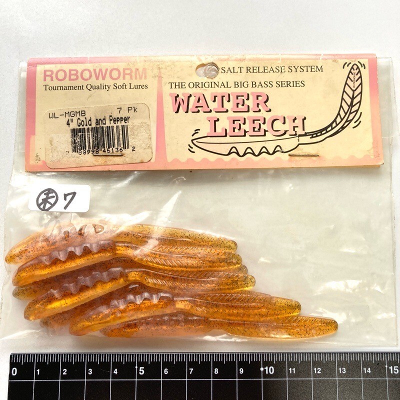 813711 新品 ロボワーム 4インチ ウォーターリーチ #ゴールドアンドペッパー ROBOWORM WATER LEECH オールド品拍卖