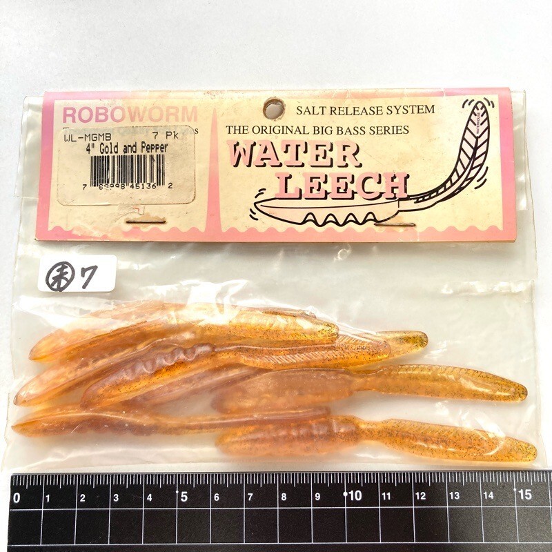 813712 新品 ロボワーム 4インチ ウォーターリーチ #ゴールドアンドペッパー ROBOWORM WATER LEECH オールド品拍卖