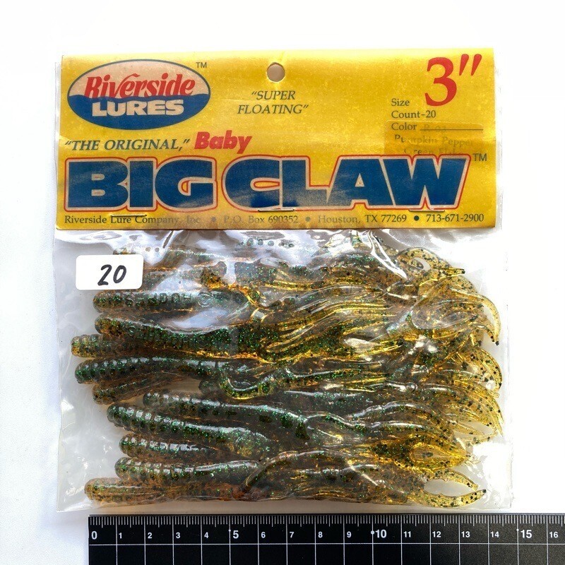 812385 リバーサイドルアーズ ビッグクロー 3インチ 20本 パンプキンペッパー系 RIVERSIDE LURES BIG CLAW アメリカンワーム オールド品拍卖