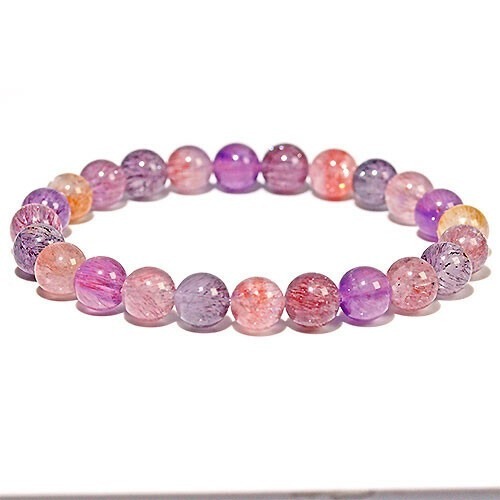 【希少石】ピンクスーパーセブン ブレスレット約7.8mm 入手困難 高品質拍卖