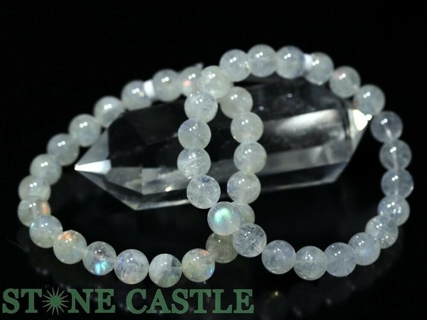 【希少石】天然レインボームーンストーン2A 約7.5〜8mm ブレスレット拍卖