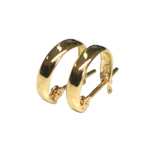 【18金】フープピアス15mm×2mm 溝線 半甲丸 軽量タイプ K18 新品拍卖