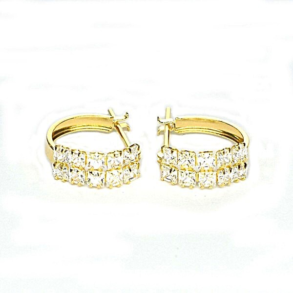 【18金】K18フープピアス キュービックジルコニア 12mm 幅広ゴージャス拍卖
