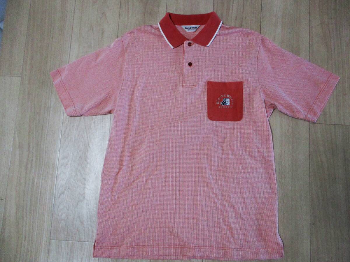 ブラック&ホワイト・半袖ポロシャツ・サイズL拍卖