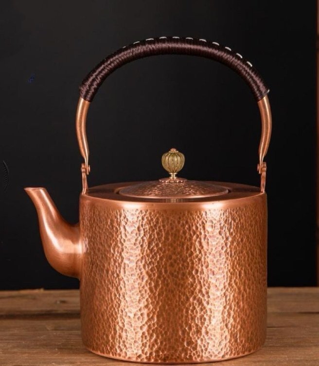 純銅 大容量コーヒーポット制コーヒー器具銅イメージ紫銅ハンマー紋コーヒーポット細口ポットコーヒーポット2000ML拍卖
