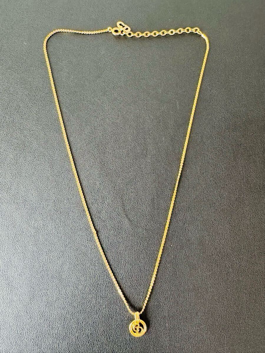 ☆ Christian Dior クリスチャンディオール ロゴネックレス ゴールドカラー ☆拍卖