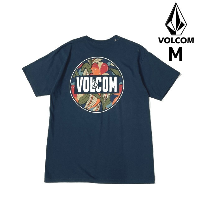 売切り【正規新品】VOLCOM ボルコム◆半袖 Tシャツ スケート サーフ ストーンロゴ バックプリント 男女兼用(M)紺 青 250617-B拍卖