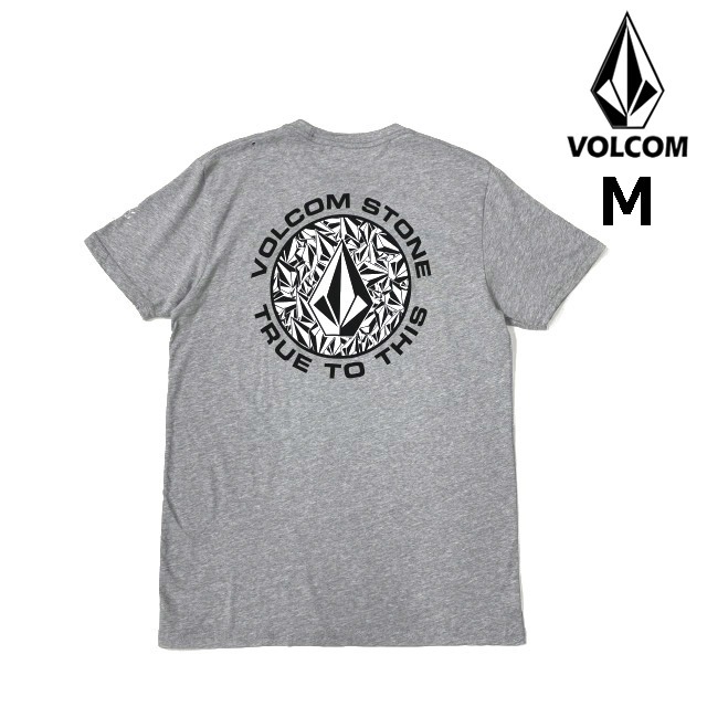 売切り【正規新品】VOLCOM ボルコム◆半袖 Tシャツ スケート サーフ ストーンロゴ 男女兼用 バックプリント(M)グレー 250617-B拍卖