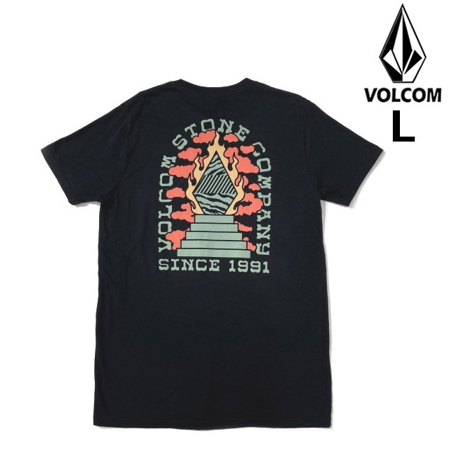 売切り【正規新品】VOLCOM ボルコム◆半袖 Tシャツ スケート サーフ ストーンロゴ 男女兼用 バックプリント(L)黒 250617-B拍卖