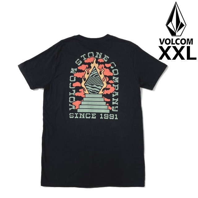 売切り【正規新品】VOLCOM ボルコム◆半袖 Tシャツ スケート サーフ ストーンロゴ 男女兼用 バックプリント(XXL)黒 250617-B拍卖