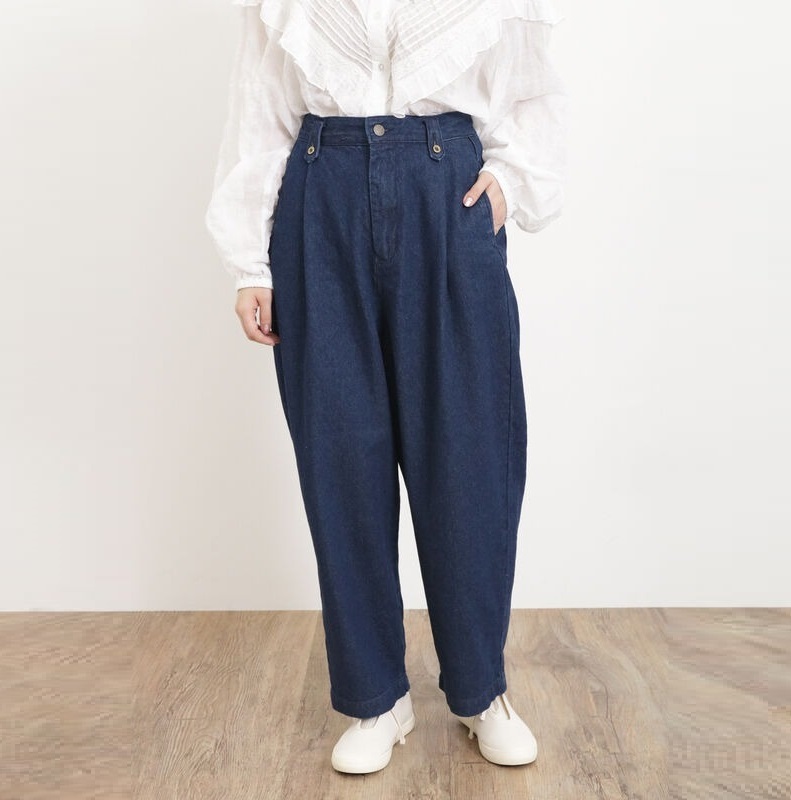 ●Samansa Mos2/サマンサモスモス/SM2/新品タグ付き/WEB限定/デニムカーブパンツ/ワイドテーパードパンツ/ゴムウエスト拍卖