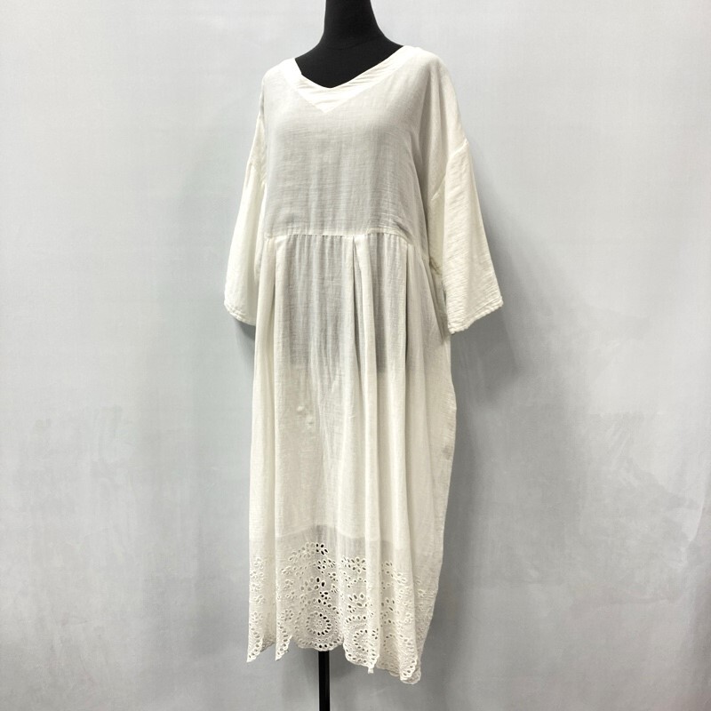 ●Samansa Mos2/サマンサ モスモス/SM2/裾スカラップ/ワンピース/ロングワンピース/シャツワンピース/ギャザー/サイズF拍卖