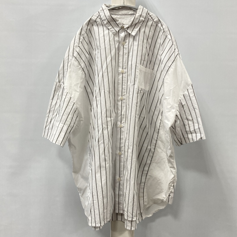 ●SO/エスオー/ストライプ切り替え/ワイドシルエット/半袖シャツ/オーバーサイズ/マチ付き/ユニセックス/ビッグシルエット/ちびポケ/F拍卖