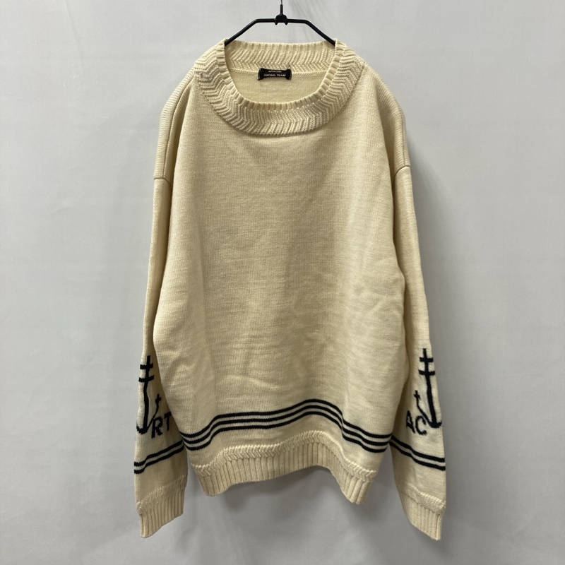 ●ALPHA CUBIC RACING TEAM/アルファキュービック レーシングチーム/マリンウールニットセーター/袖アンカーデザイン/アイボリー拍卖