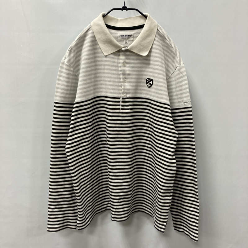 PEARLY GATES /JACK BUNNY/パーリーゲイツ/ジャックバニー/ボーダー柄 長袖 ポロシャツ /262-8261909/ゴルフウェア/切替/ラバーエンブレム拍卖
