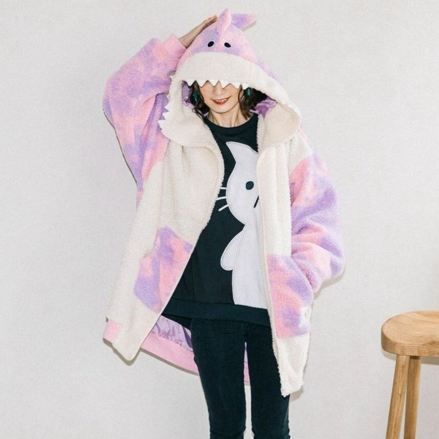 Scolar Parity/スカラー パリティ/かいじゅうボアパーカー/ピンク×パープル/カモフラージュ/フェイスフード/背びれ付き/ボアジャケット拍卖