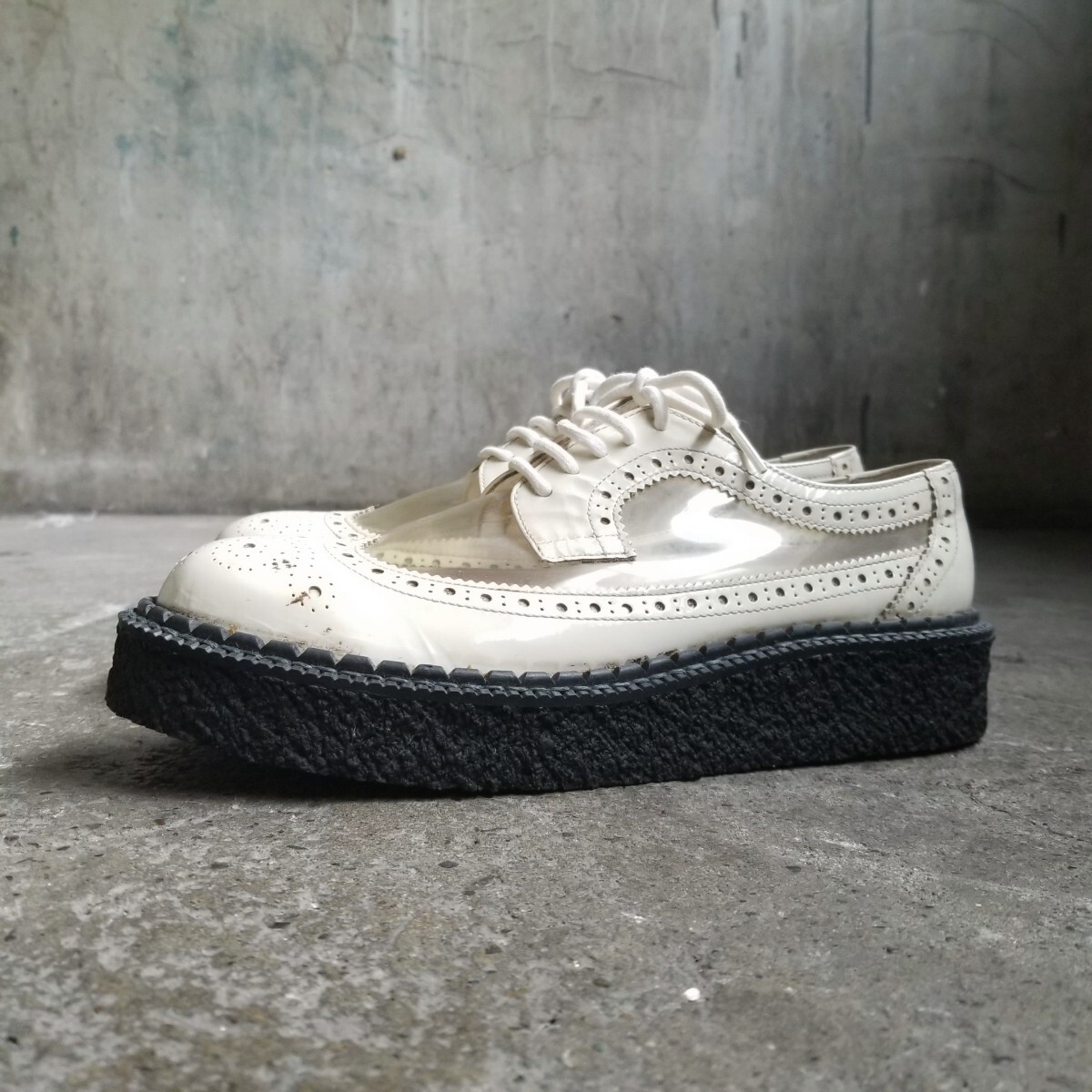 COMME des GARCONS 07ss PVC切替 ロングウィングチップシューズ 23㎝ コムデギャルソン 2007ss キュビズム期拍卖