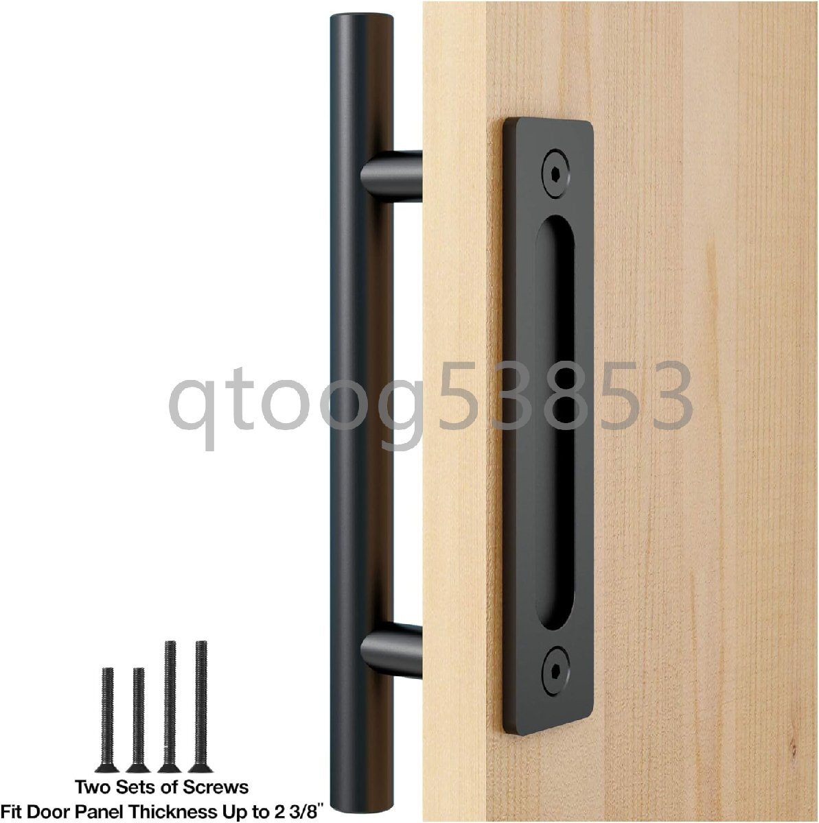 フラッシュドアハンドルSet inブラックSlidingバーンドアハードウェアハンドル拍卖