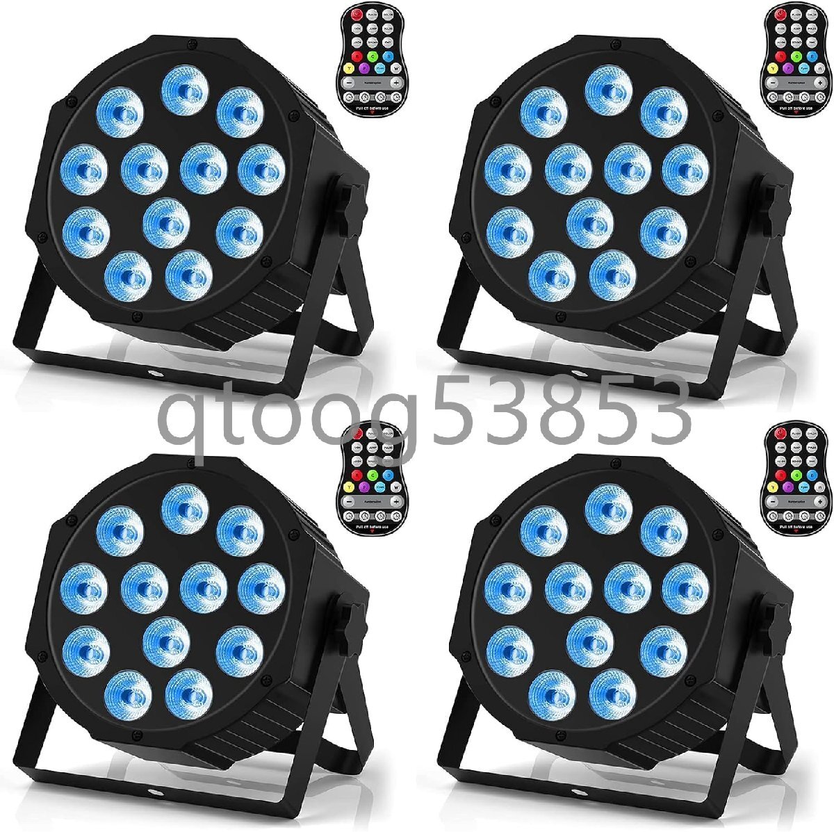 4 *20W RGBW パーライト 12LED ステージライト 舞台照明、リモコン付き、充電式、小型、DMX512、ステージ舞台 バー DJ ミーラボール 音楽拍卖