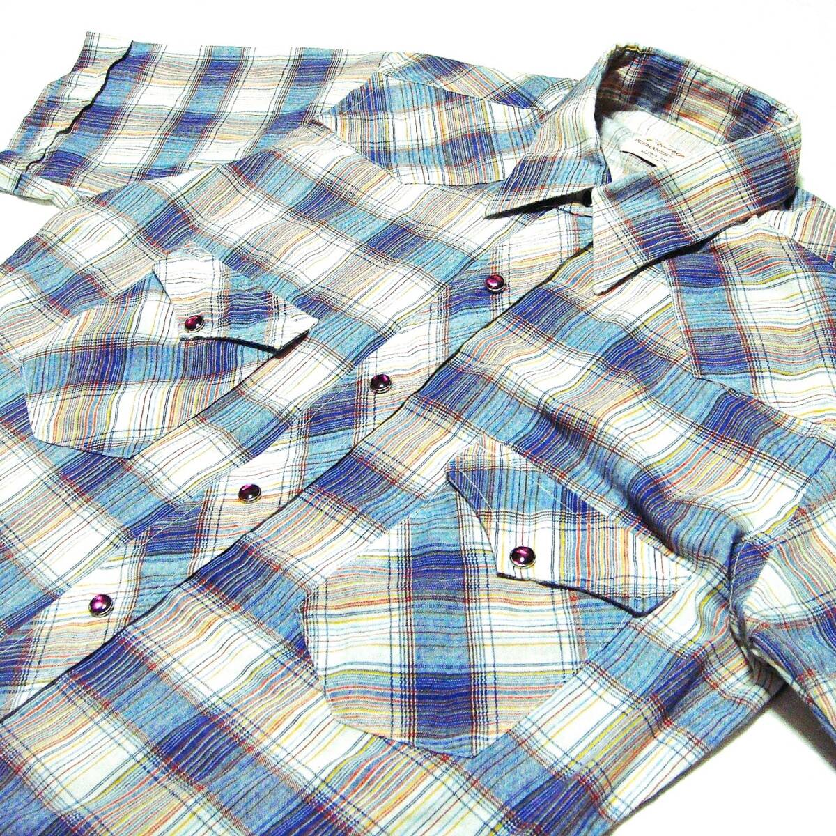 ■USA製 ^^ 送料0 ^^ ラングラー/Wrangler 【 ビンテージ ^^ 半袖 ウエスタンシャツ M 】アメリカ古着 VINTAGE■o7拍卖