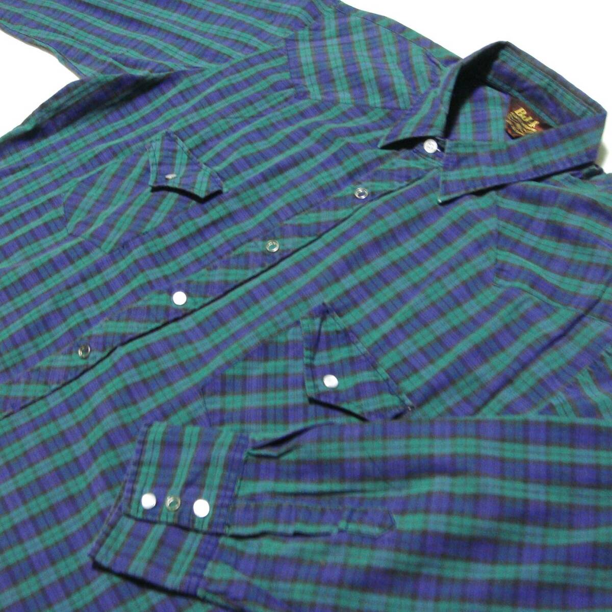 【 送料無料 】BJ-R authentic western wear ウエスタンシャツ 3L ■80s 逆▼タグ プチビンテージ■アメリカ USA古着 ワークシャツ ■o7拍卖