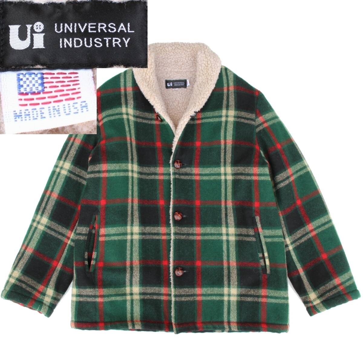 (44613)美品UNIVERSAL INDUSTRYユニバーサルインダストリーMADE IN USAウール ジャケットL(アメリカ カバーオール ランチコート ネイティブ拍卖