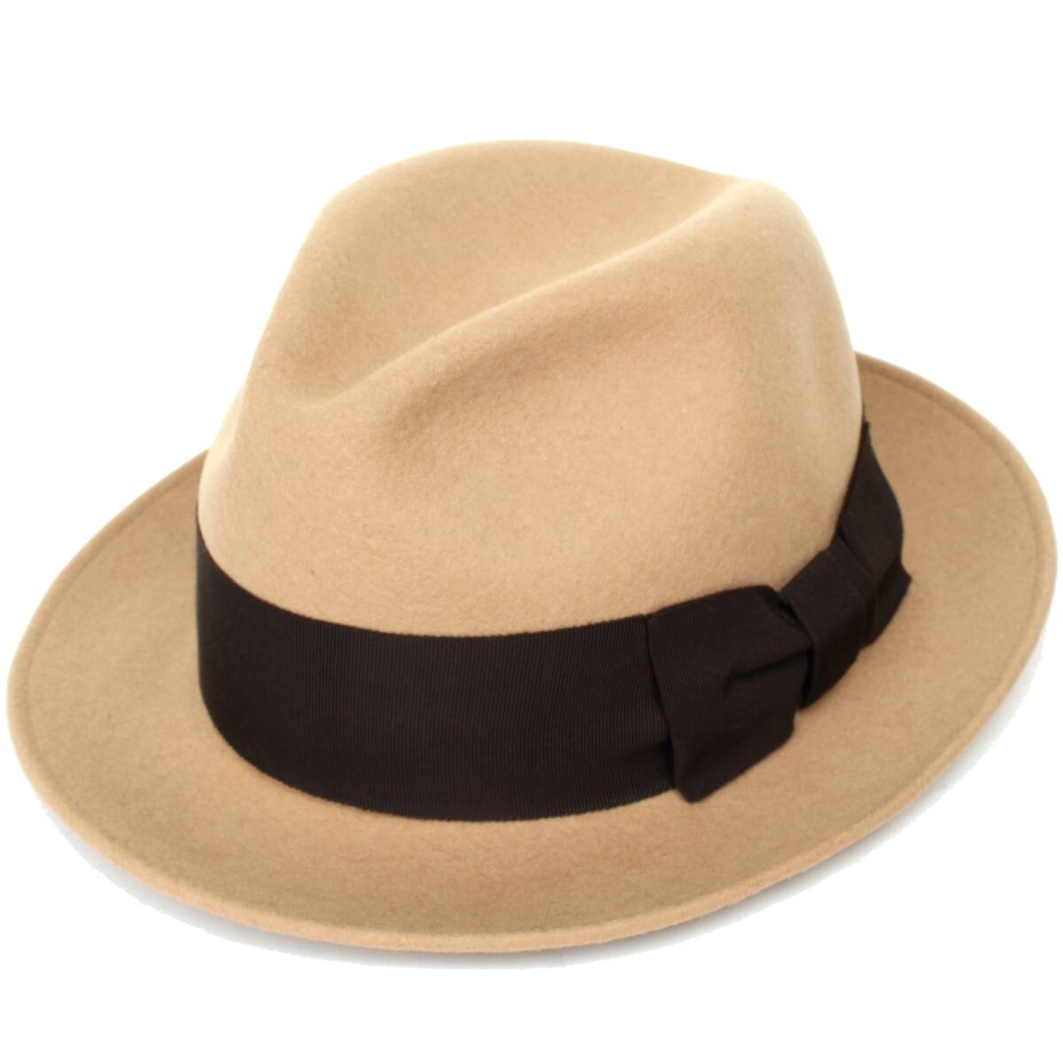 (09323)良品DryBonesドライボーンズ 50s 中折れハット フェドラハット サイズ58 (Wool Hat ウール フェドラ ハット キャメル ベージュ)拍卖