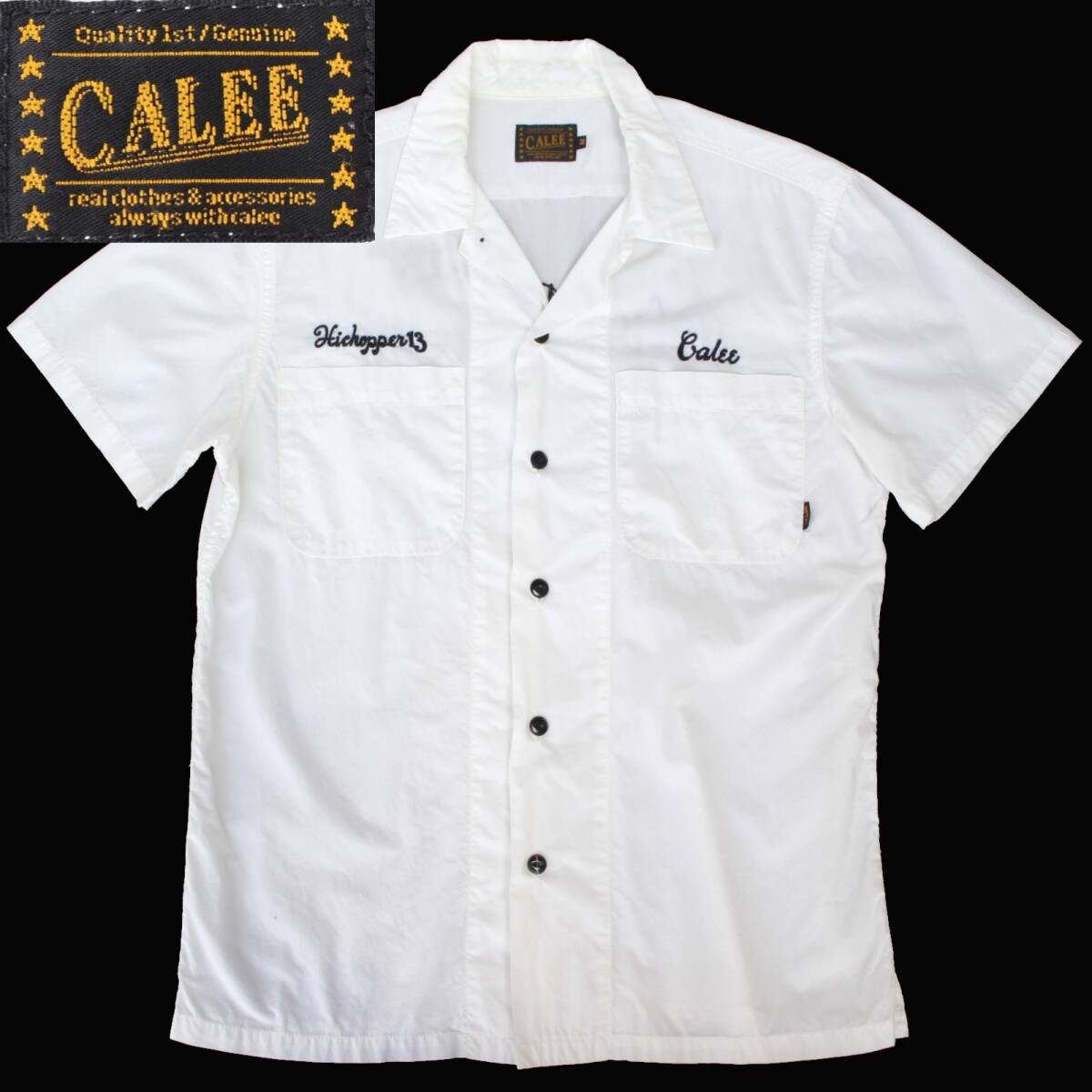 (61125)CALEE キャリー 半袖シャツ ワークシャツ バック刺繍 サイズM (白 ホワイト ワークシャツ)拍卖
