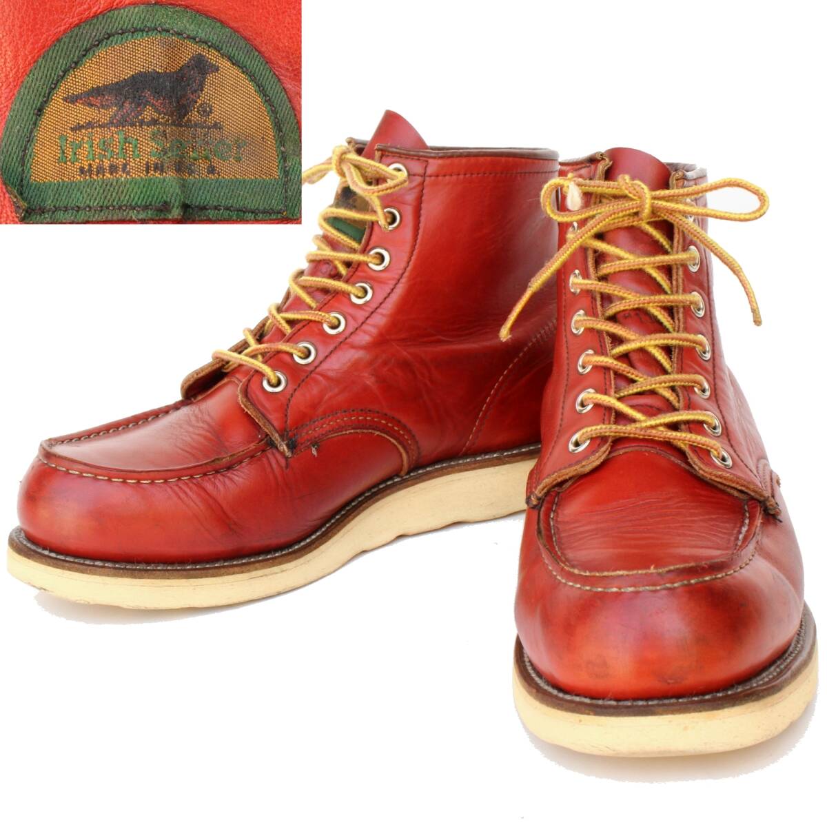 (51532)良品96年製REDWING875レッドウィング8.5D約26.5cm (半円犬タグ旧犬タグ緑犬タグ ヴィンテージ90年代モックトゥ赤茶オロラセット)拍卖