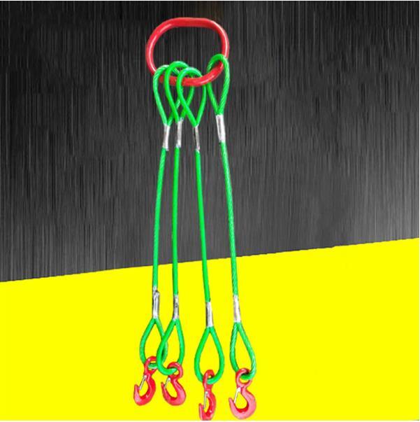 実用品★吊上げ 玉掛け ワイヤーロープ 4本吊り フック付き 使用荷重2t 長さ2.5m ステンレス製 ワイヤースリング 土木 建築拍卖