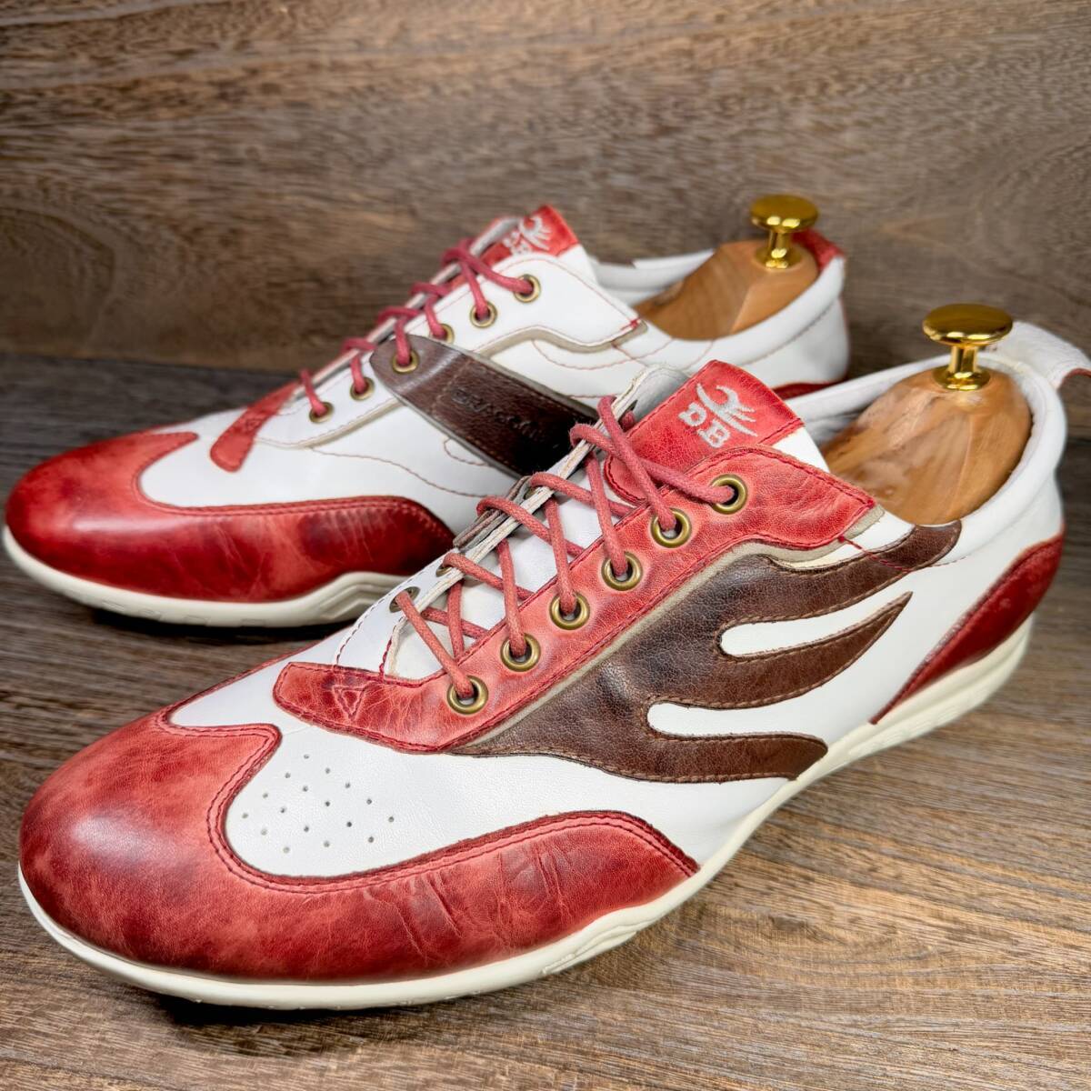 ◆DRAGON BEARD◆ドラゴンベアード 27.0cm(表記US9)カジュアルシューズ 赤 レッド メンズ 革靴 靴 レザー 中古 宅急便 即決拍卖