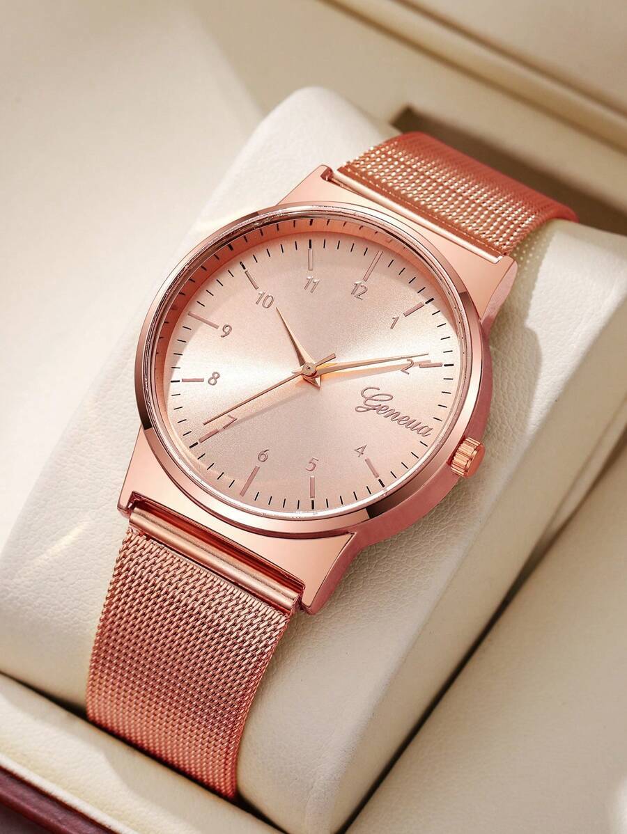 腕時計 レディース クォーツ 数字文字盤 クオーツ 女性用腕時計 ネット製ベルト拍卖