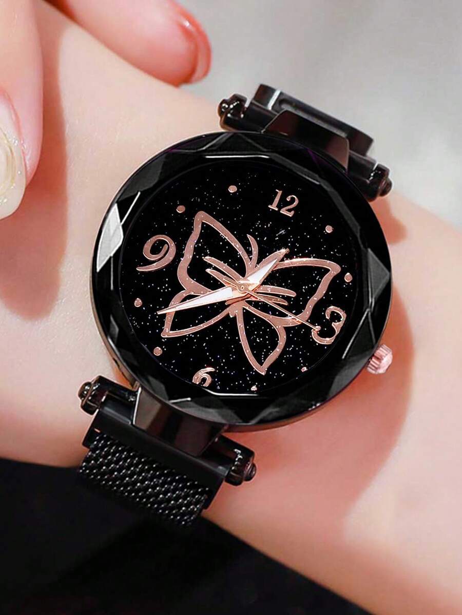 腕時計 レディース クォーツ 1個 ファッショナブルで多機能な女性用クォーツ腕時計、ダイヤモンドカットの丸型文字盤、磁気バックルメ拍卖