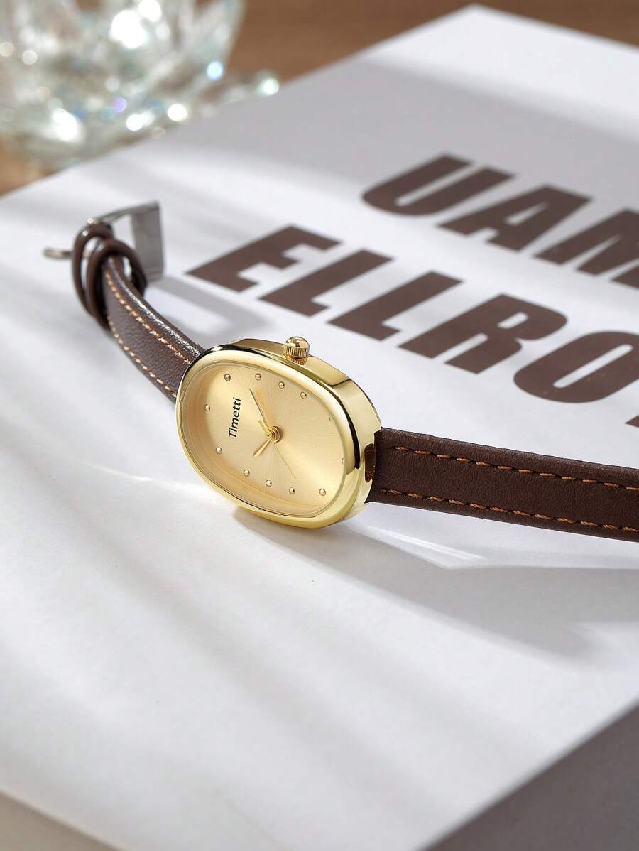 腕時計 レディース クォーツ 1個 レディース ヴィンテージ レザー バンド スクエアフェイス クォーツ ウォッチ、日常着用に適し拍卖