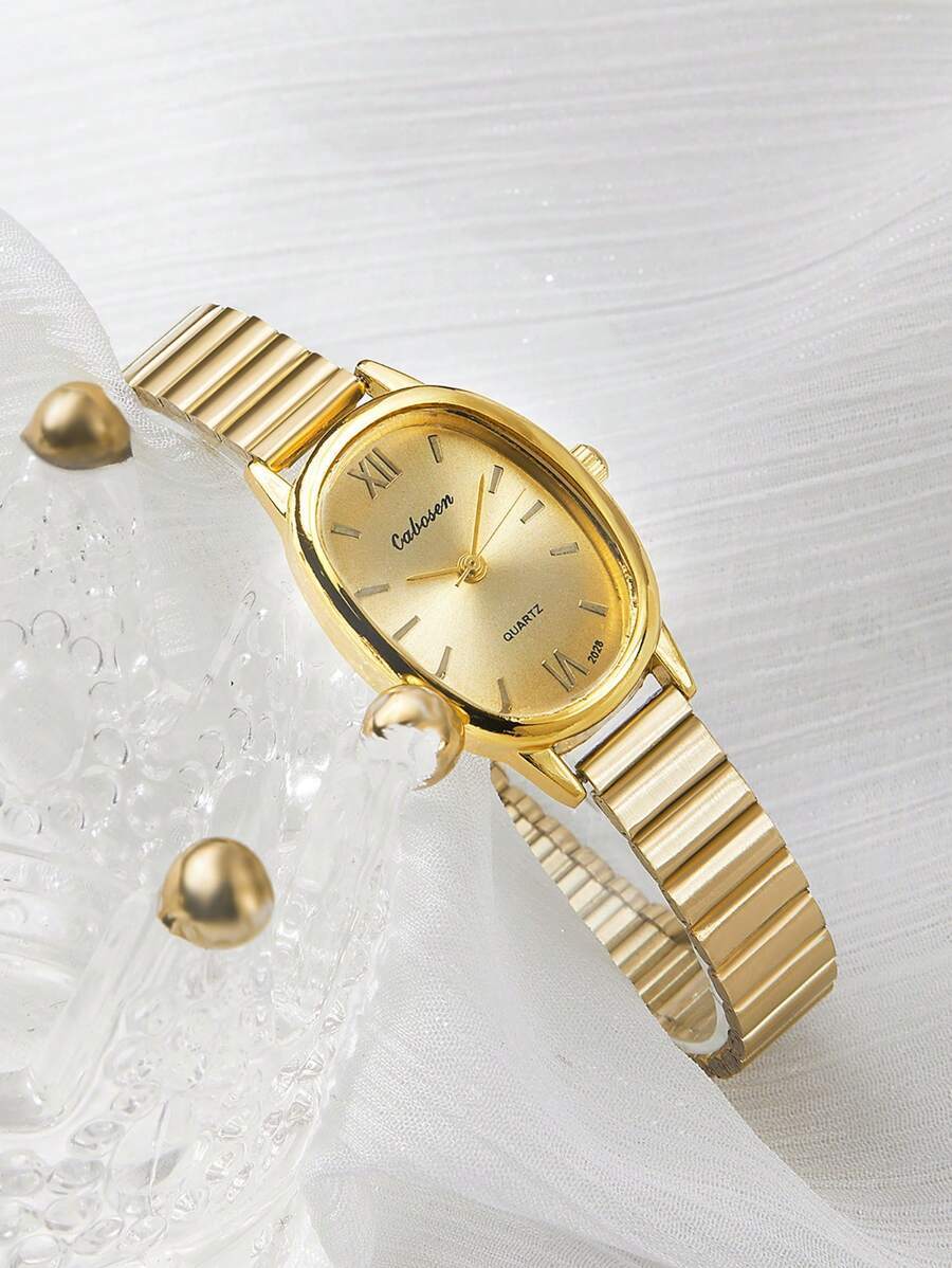 腕時計 レディース クォーツ 1個 クラシックフレンチゴールドレディース オーバル 時計、小さな文字盤、エレガントでシンプル、高級拍卖