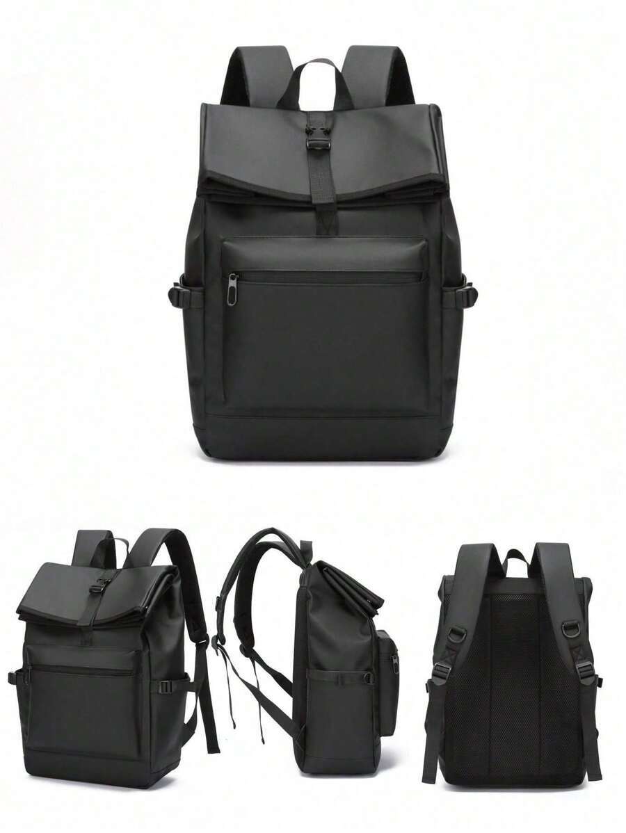 バッグ メンズ バックパック 新作 ブラック 防水フラップカバー バックパック メンズ、ビジネス旅行通勤 オフィスノートパックバッ拍卖