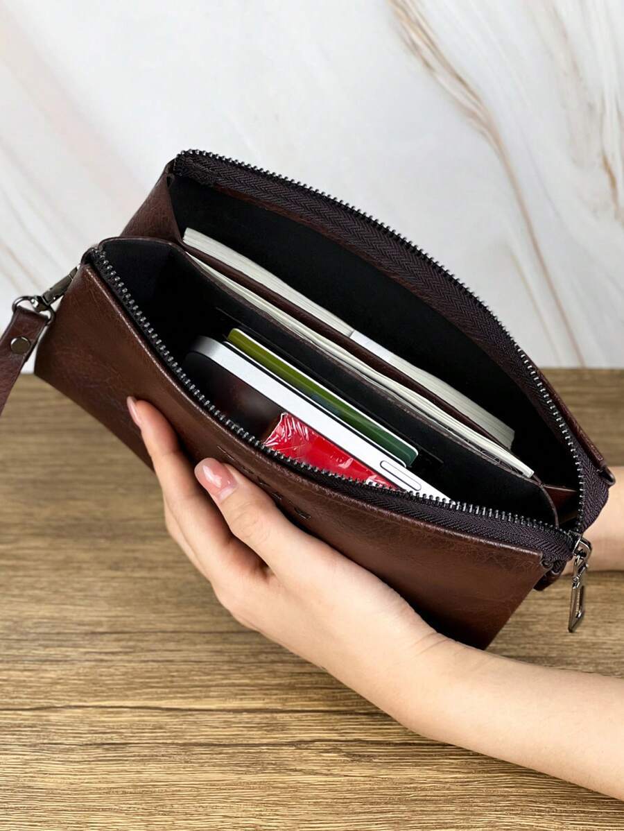 バッグ メンズ ハンドバッグ ' メンズクラッチ財布 ビジネス 大容量クラッチハンドバッグ 携帯電話バッグ 2つ仕切り ファスナー拍卖