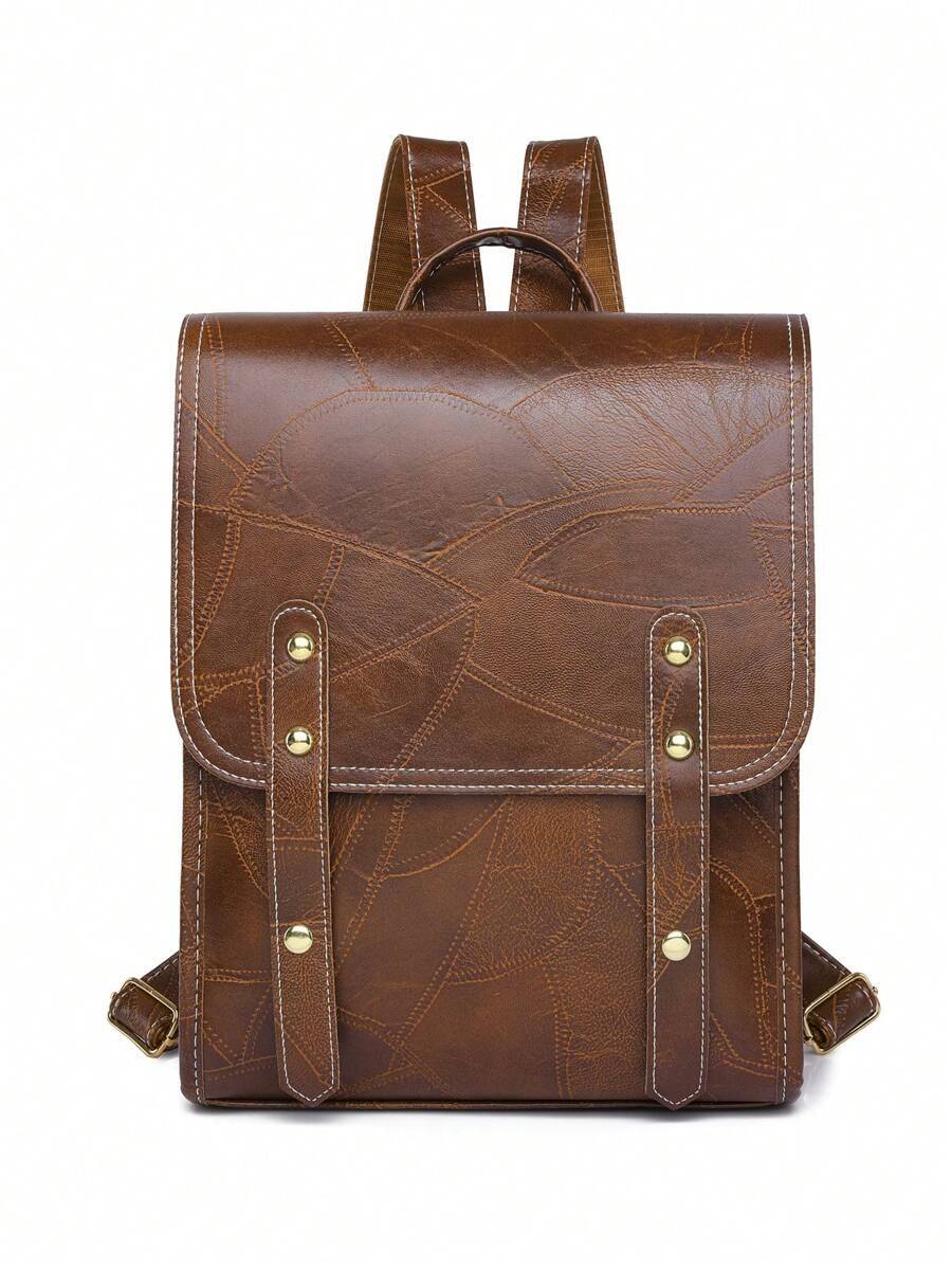 バッグ レディース バックパック ブラウン 大容量 フラップ ヴィンテージ ストリート カジュアル アウトドア レジャー カレッジ拍卖