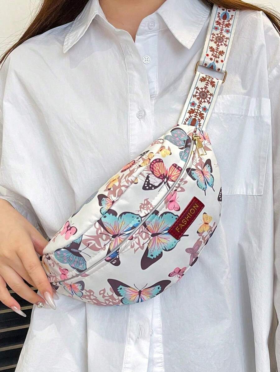 バッグ レディース ウエストバッグ ナイロン製 蝶柄 新韓国風カジュアル ウエストポーチ、アウトドアスポーツファッション ミニマリ拍卖