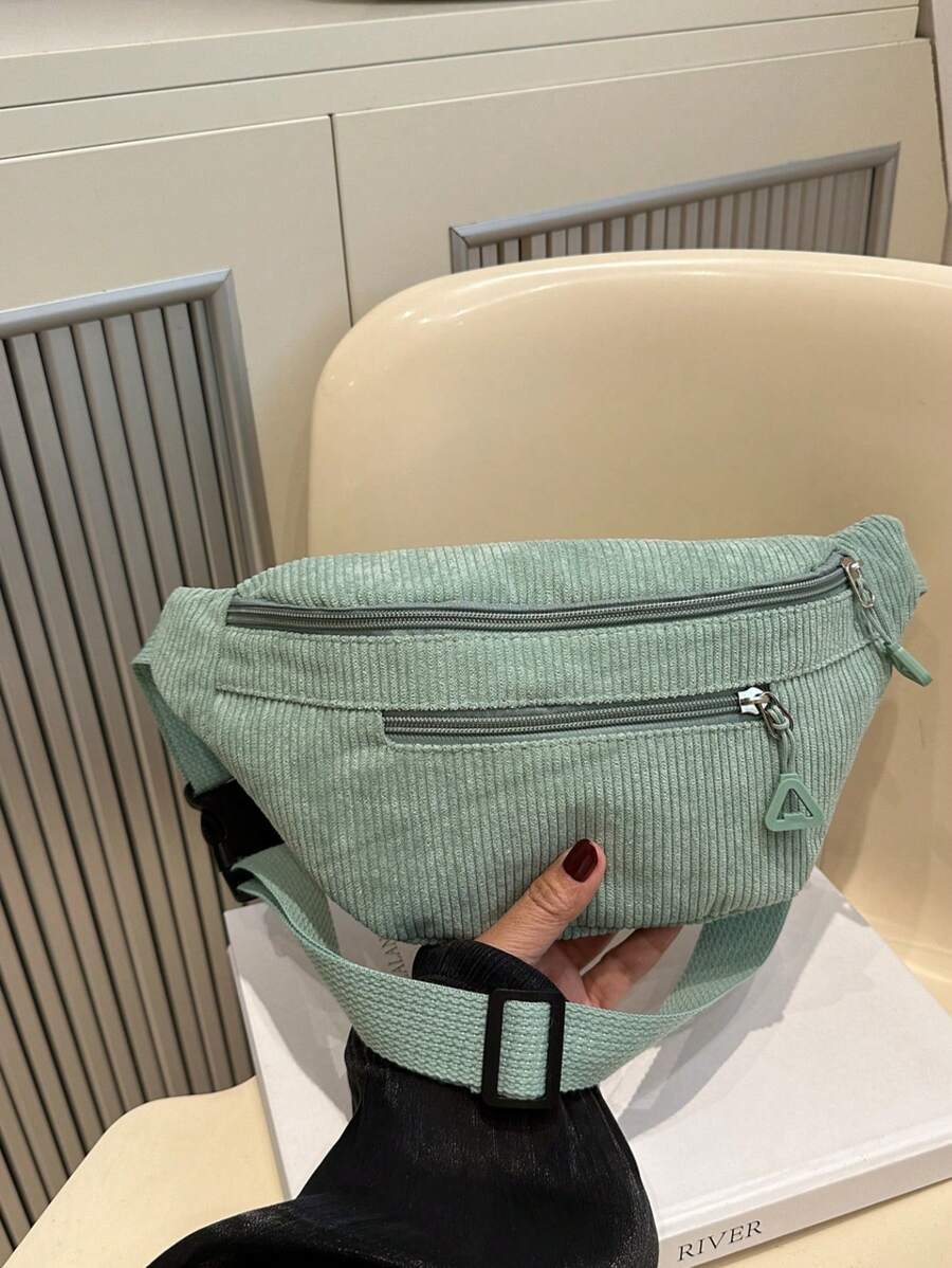 バッグ レディース ウエストバッグ ファッショナブルな無地ジッパー付きウエストバッグ、コーデュロイチェストバッグ、ショッピング、財拍卖