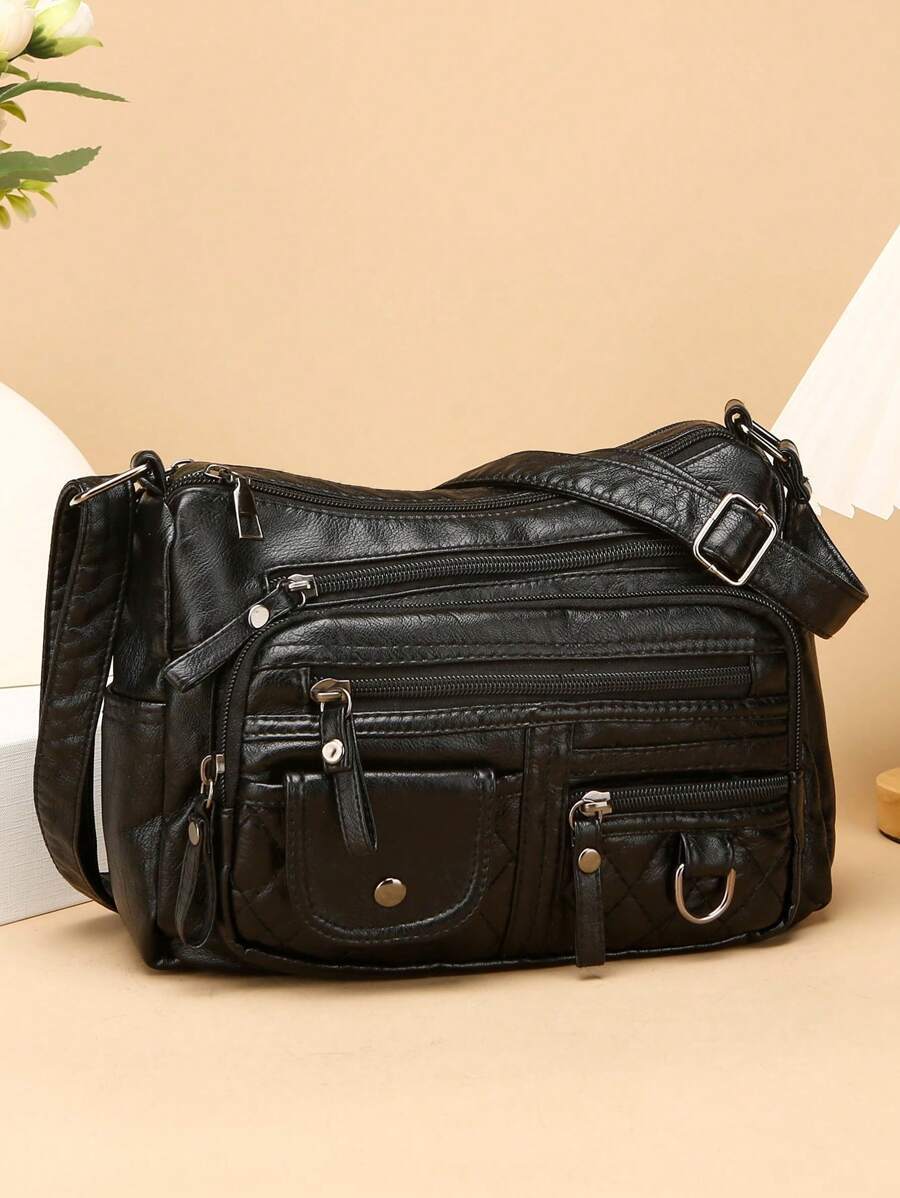 バッグ レディース ショルダーバッグ レトロ調 レザーショルダーバッグ レディース マルチポケット クロスボディバッグ ファッショ拍卖