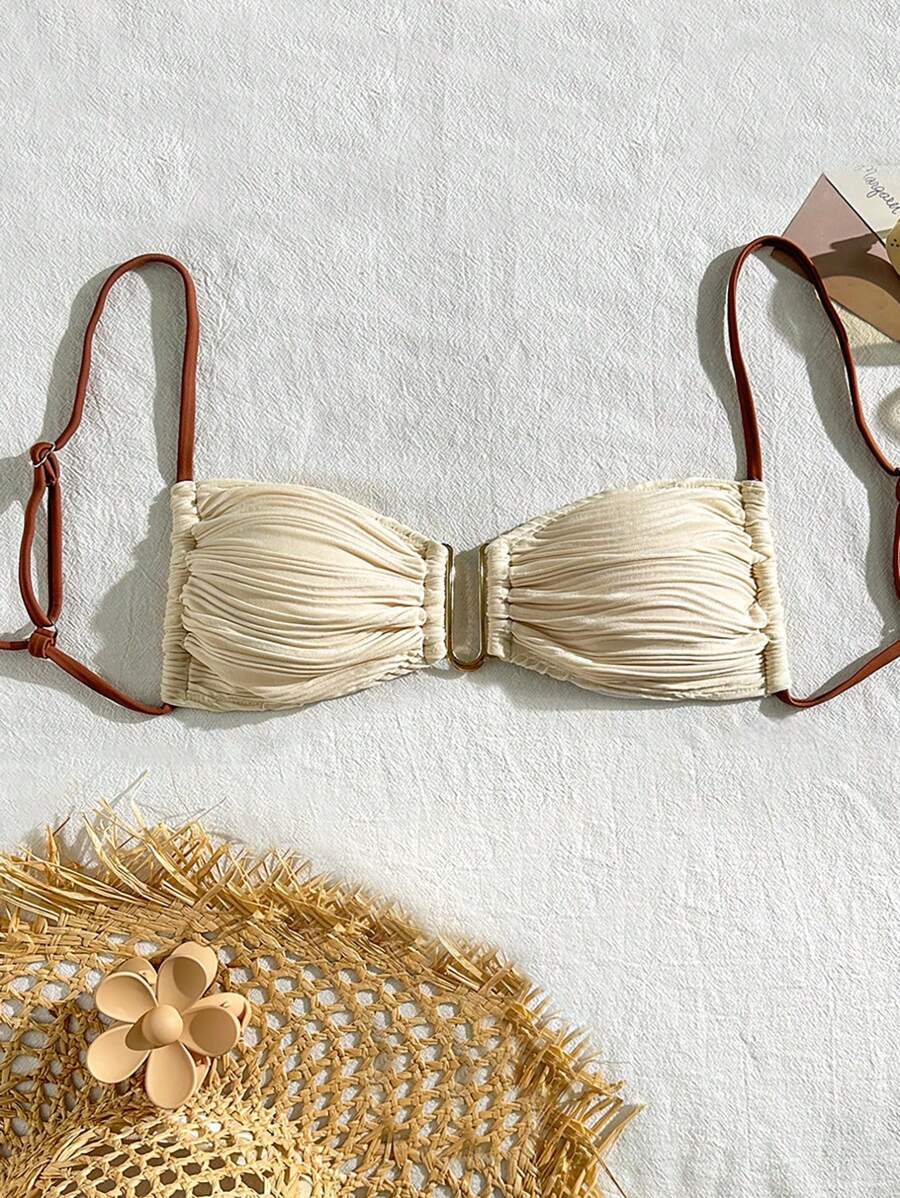 レディース 水着 トップス 女性用テクスチャードセクシーなビキニトップ、夏のビーチバケーション用拍卖