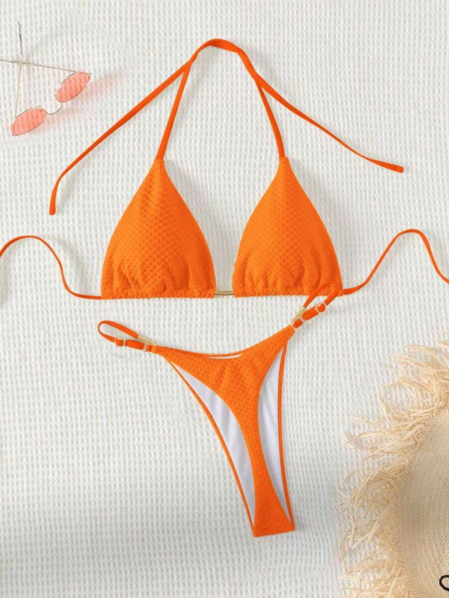 レディース 水着 ビキニセット シンプルな ホルターネック デザイン ビキニ セット 無地 夏 ビーチ 女性用拍卖