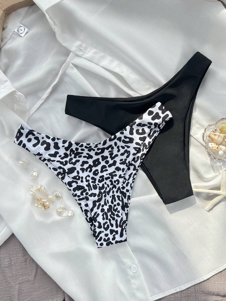 レディース 水着 ボトムス レオパード柄 2枚セット レディース 水着ボトム ビキニ拍卖
