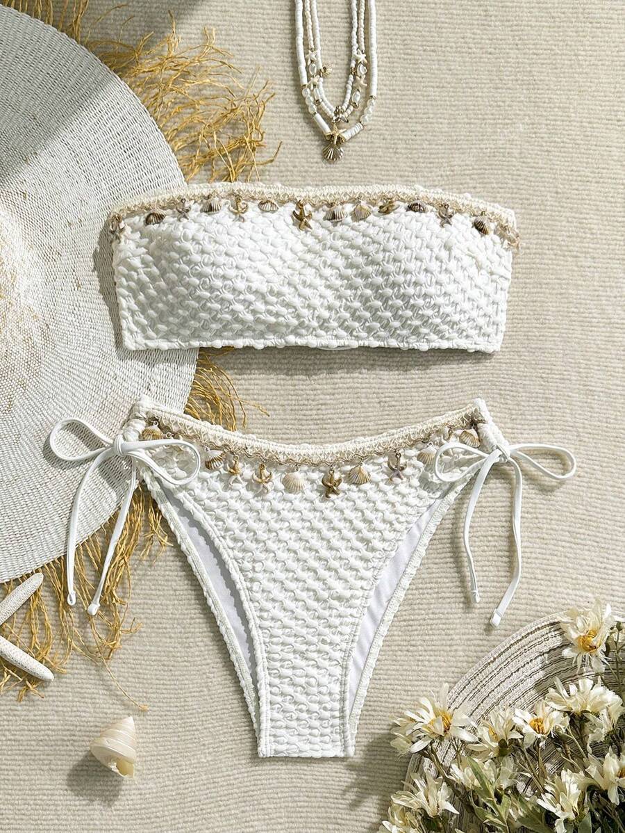 レディース 水着 ビキニセット 2025年 欧米最新スタイル セクシー ヒトデ&ホタテ フリンジ レディース ビキニセット拍卖